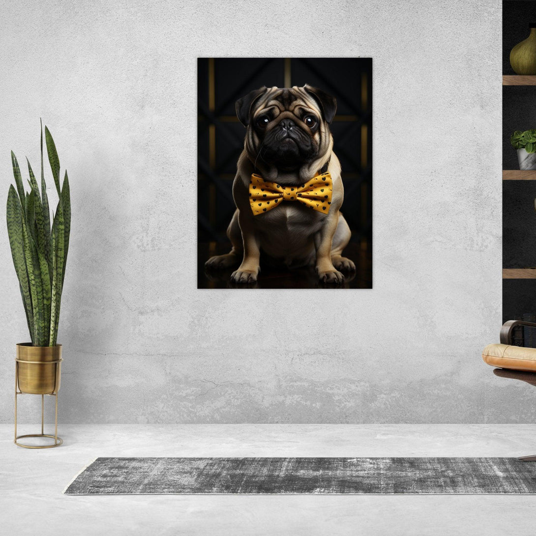 Mops mit Fliege 30x40 cm / 12x16″ / Poster auf halbmattem Papier