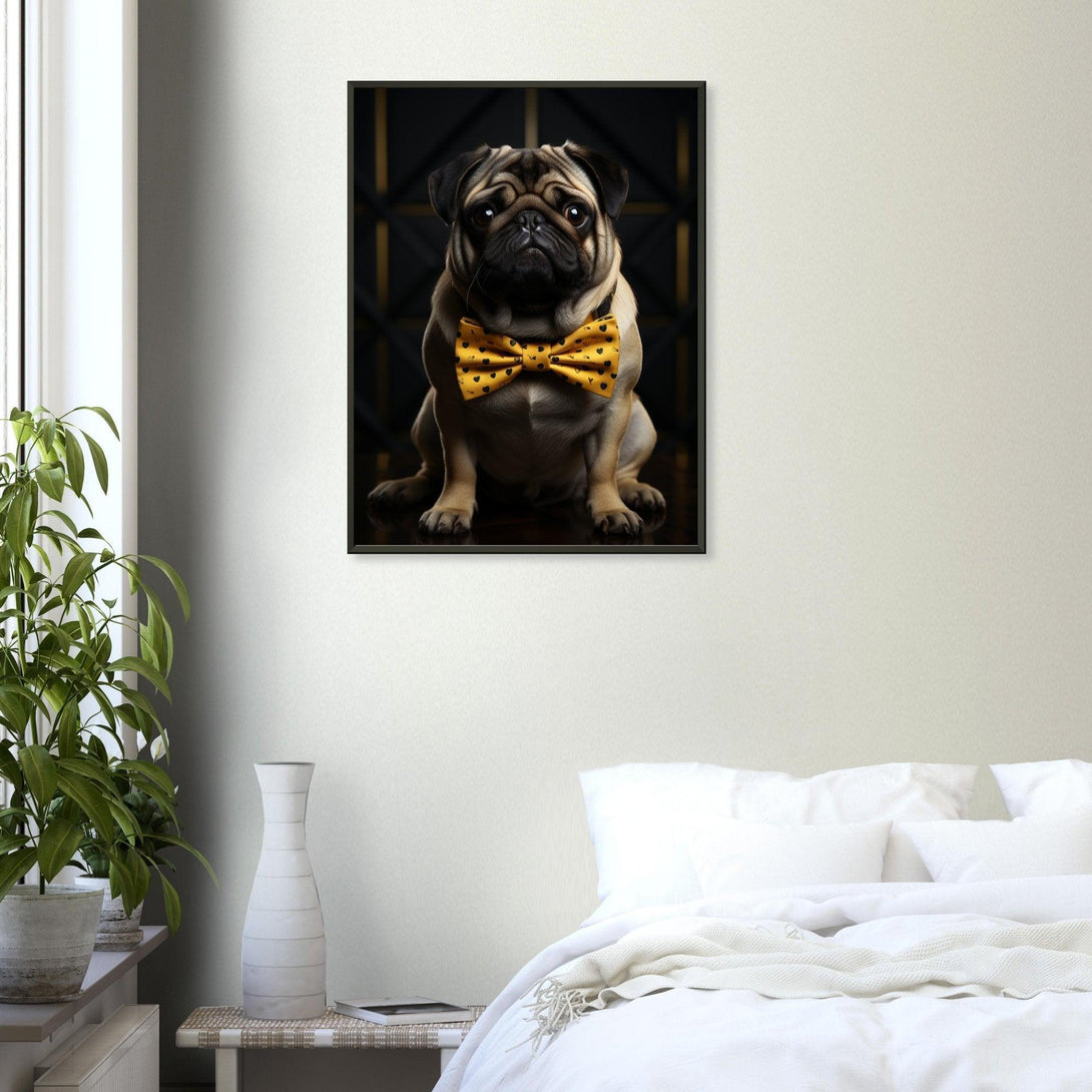 Mops mit Fliege 30x40 cm / 12x16″ / Poster auf halbmattem Papier