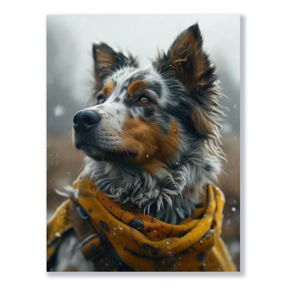 Nachdenklicher Schnee Hund 30x40 cm / 12x16″ / Poster auf halbmattem Papier