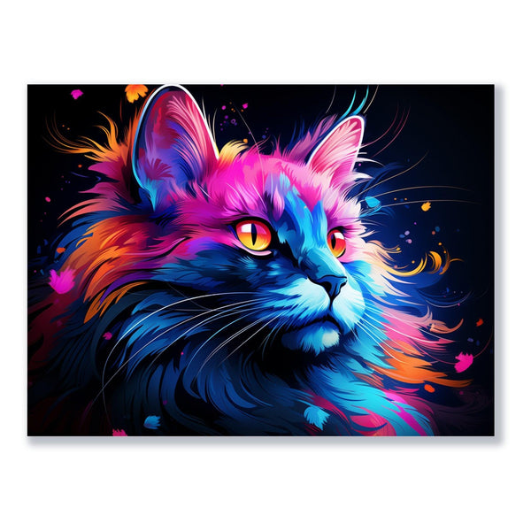 Neonfarbene Katze 30x40 cm / 12x16″ / Poster auf halbmattem Papier