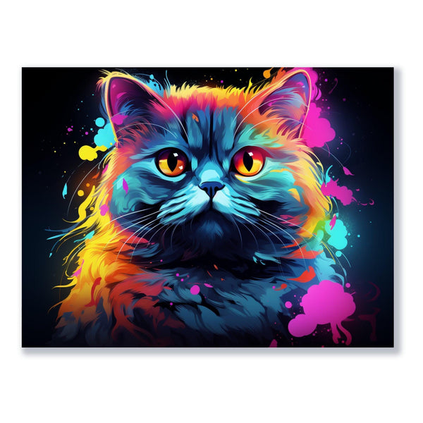 Neonlichter Katzenblick 30x40 cm / 12x16″ / Poster auf halbmattem Papier
