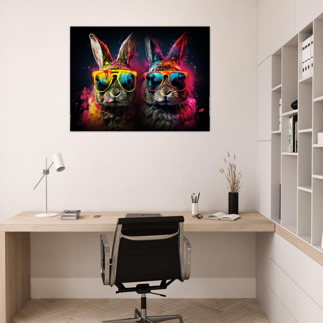 Party-Hasen Duo 30x40 cm / 12x16″ / Poster auf halbmattem Papier
