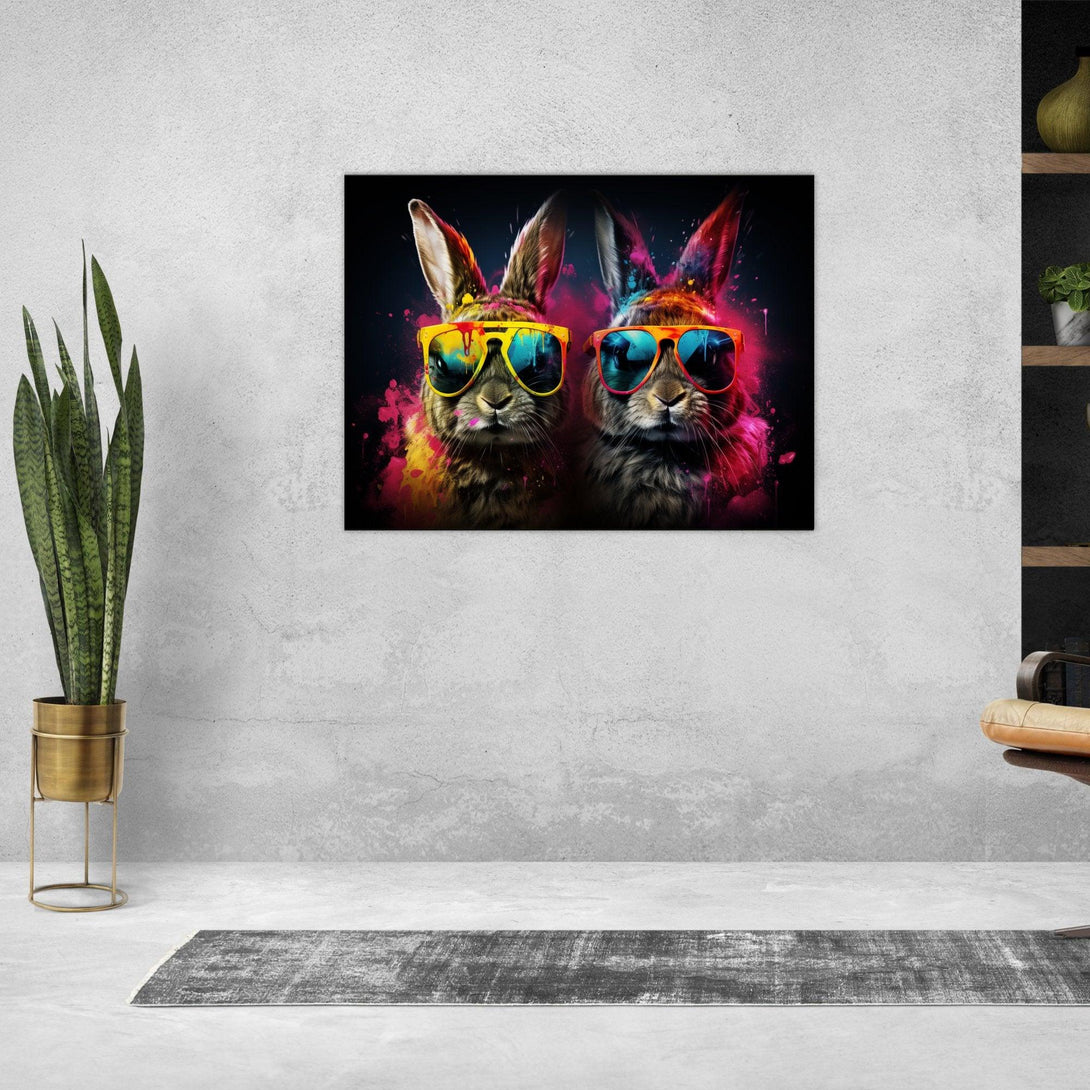Party-Hasen Duo 30x40 cm / 12x16″ / Poster auf halbmattem Papier