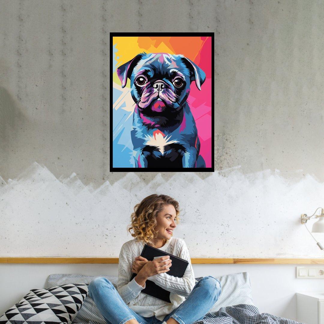 Pop-Art Mopsporträt 30x40 cm / 12x16″ / Poster auf halbmattem Papier