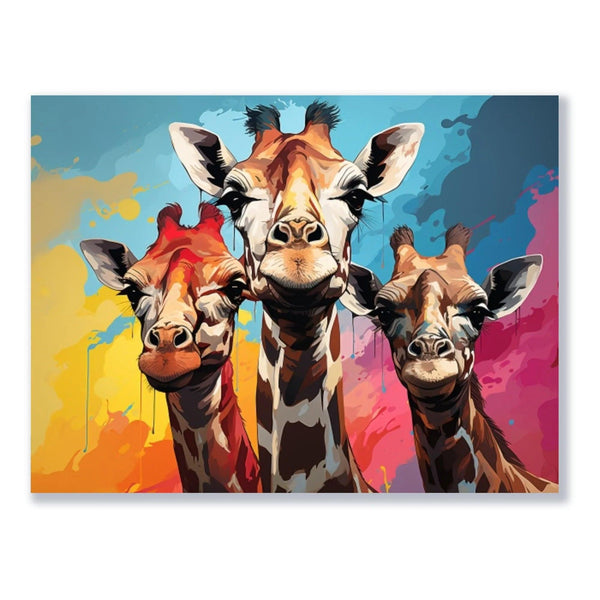 Wandbild Pop Art Giraffen Familie freigestellt