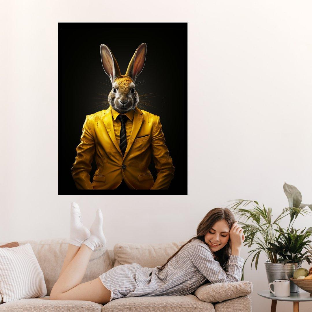 Stilvoller Hase 30x40 cm / 12x16″ / Poster auf halbmattem Papier