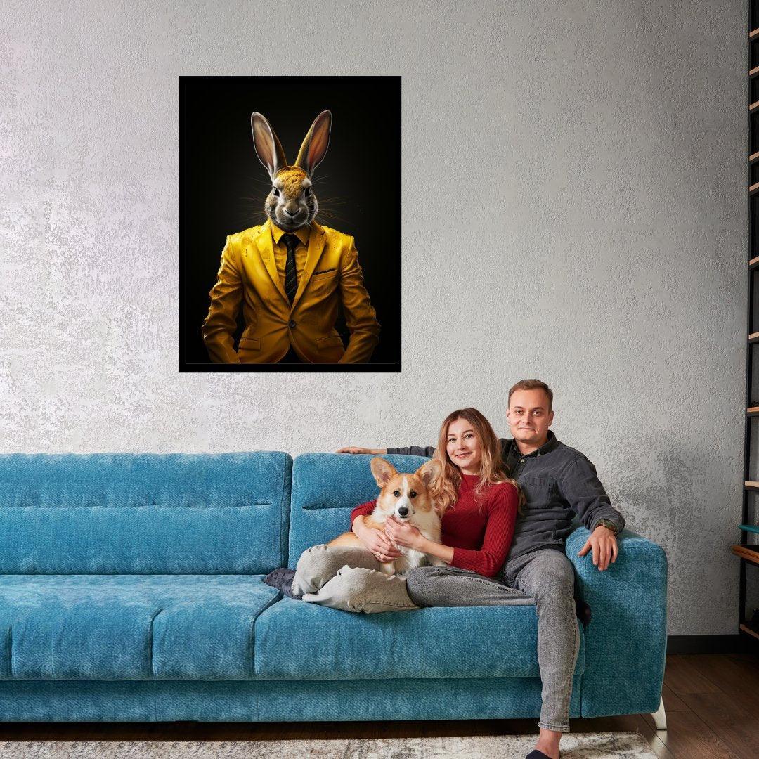 Stilvoller Hase 30x40 cm / 12x16″ / Poster auf halbmattem Papier