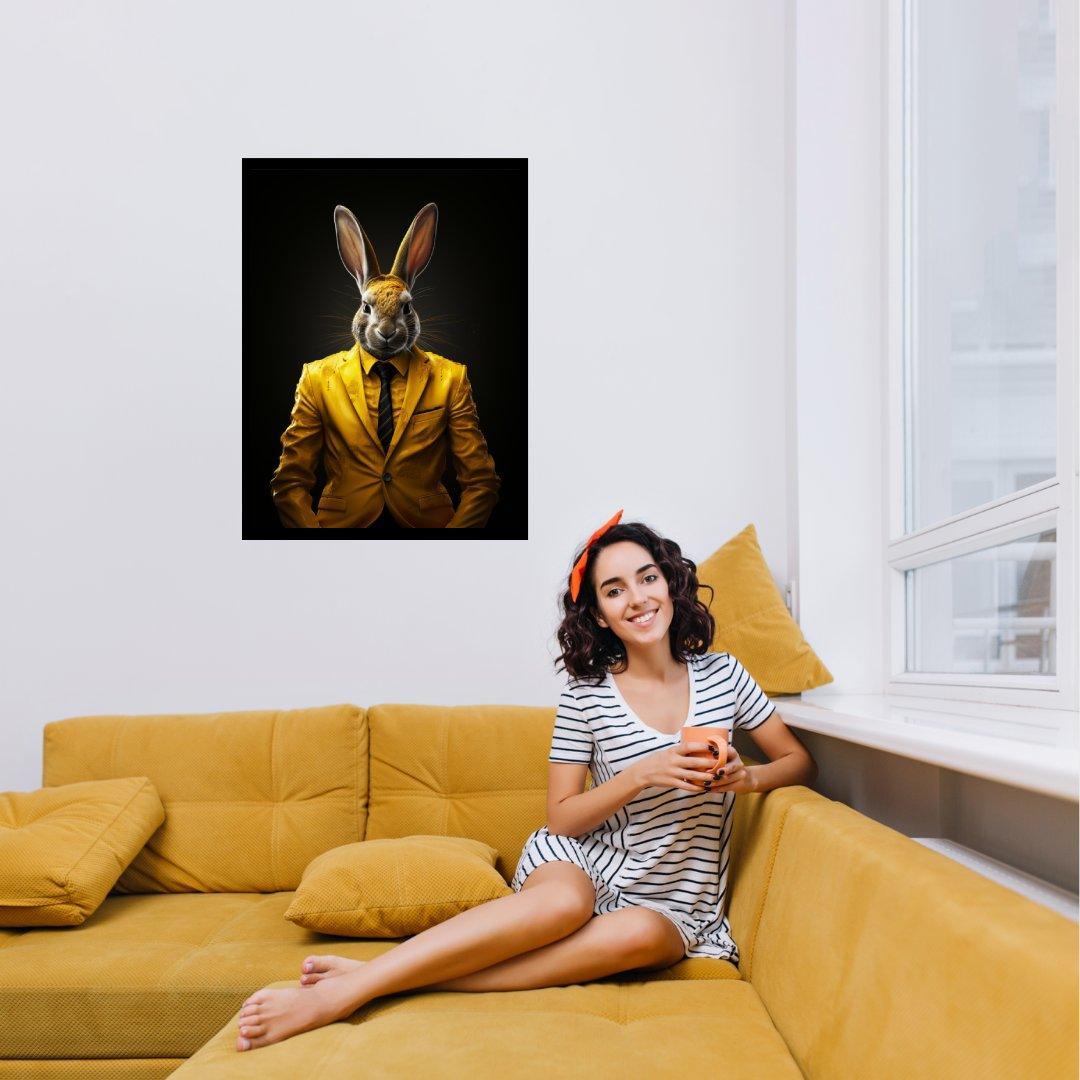 Stilvoller Hase 30x40 cm / 12x16″ / Poster auf halbmattem Papier