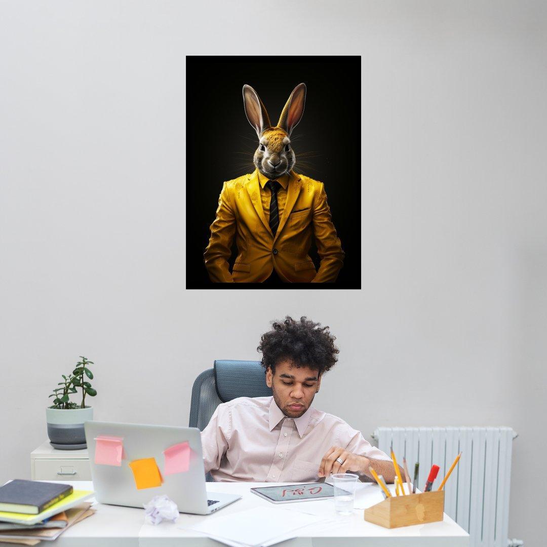 Stilvoller Hase 30x40 cm / 12x16″ / Poster auf halbmattem Papier