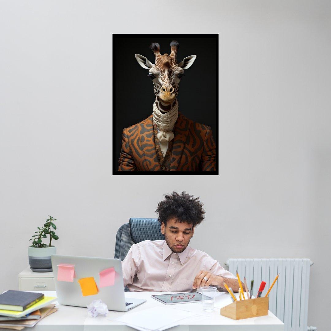 Giraffe im Anzug ein Bild aus der collections Tierbilder als Poster