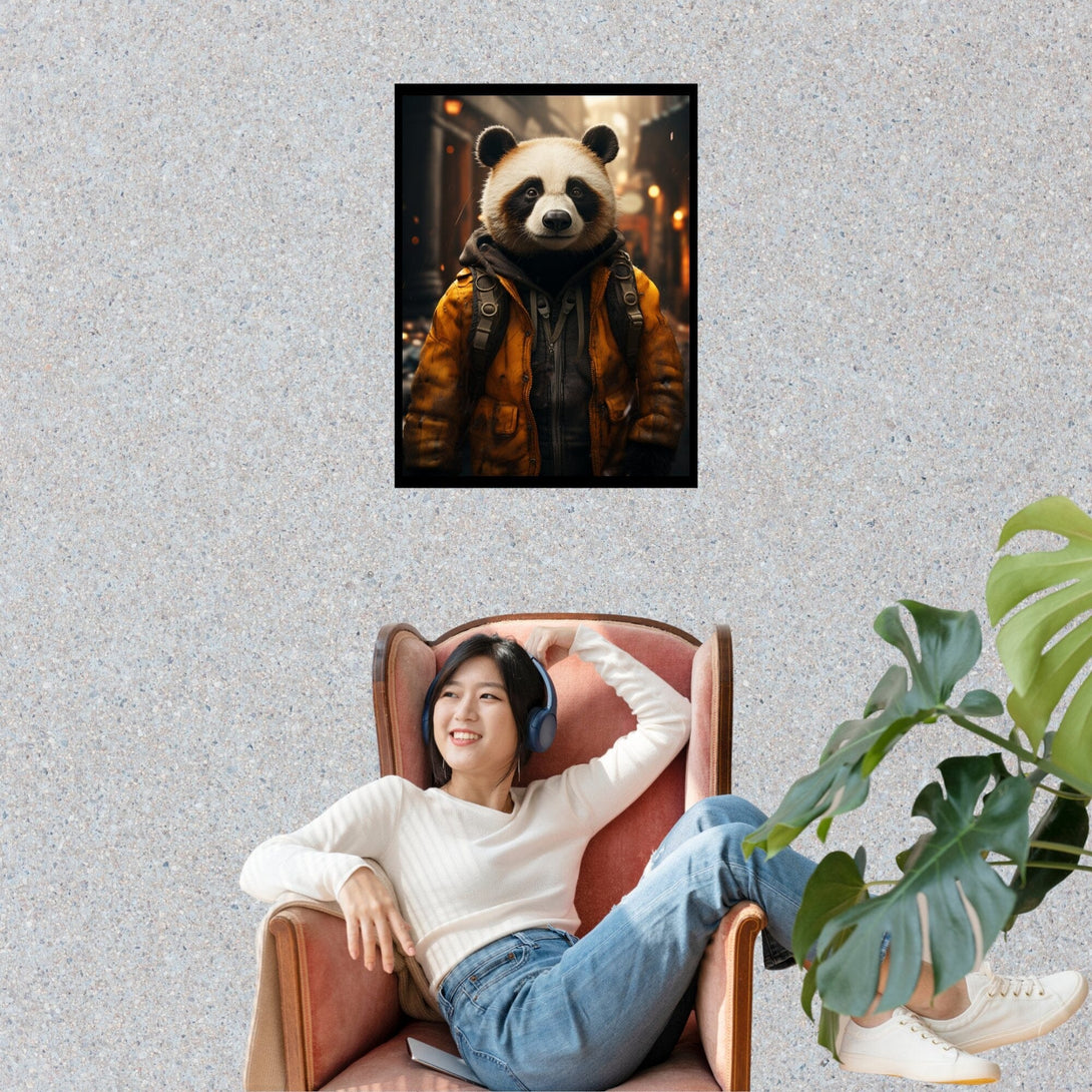 Der urbane Panda-Entdecker ein Bild aus der collections Tierbilder als Poster mit Rahmen