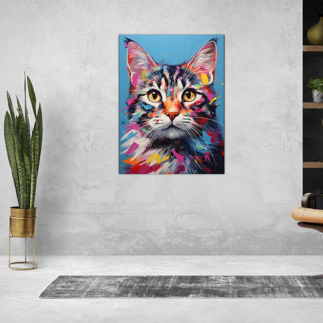 Farbiges Katzenportrait ein Bild aus der collections Tierbilder als Alu-Dibond Bild