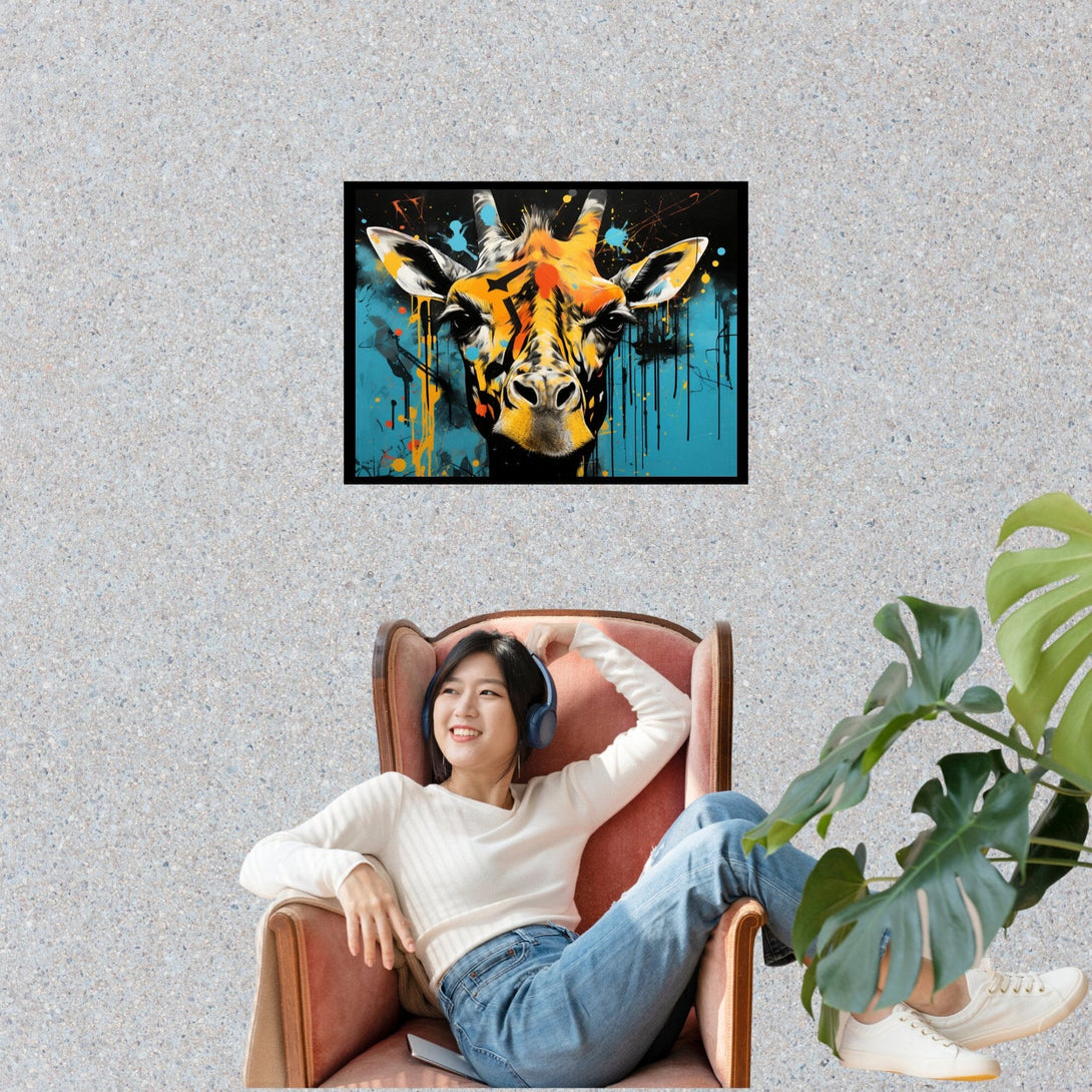 Art Deco Giraffe ein Bild aus der collections Tierbilder als Poster mit Rahmen