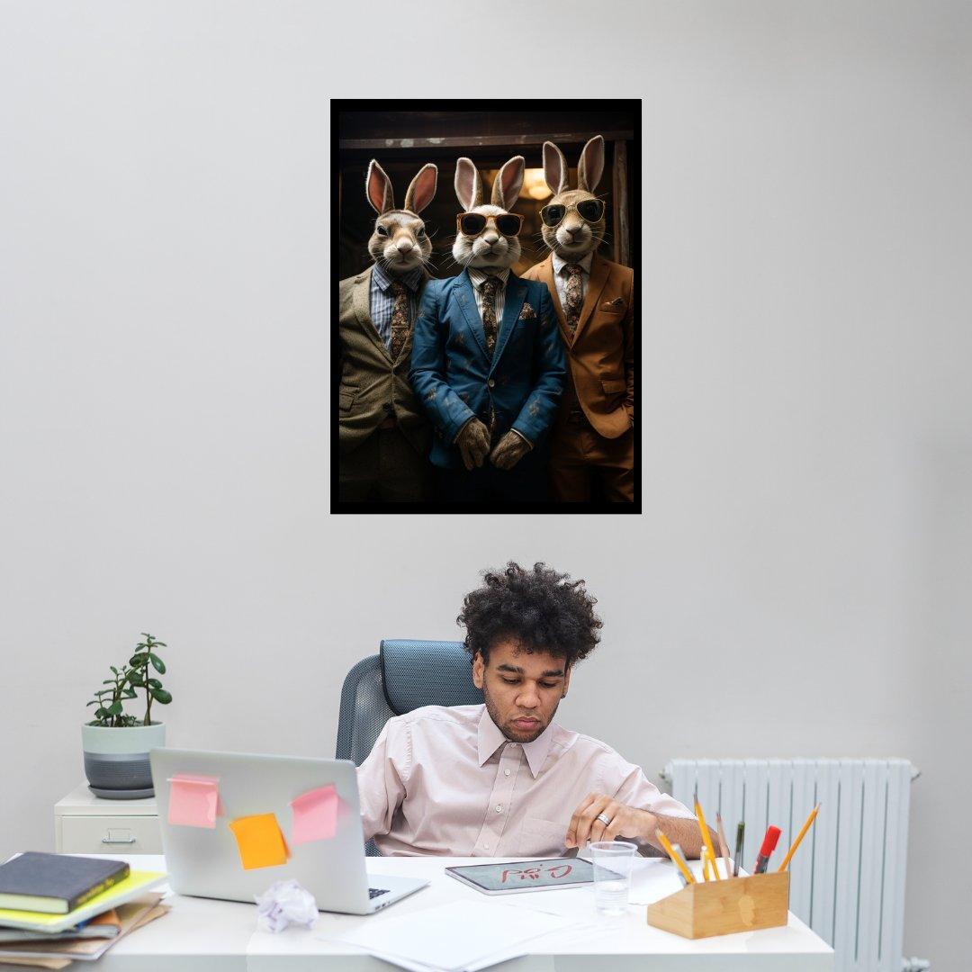 Trio der Dandy-Häschen 30x40 cm / 12x16″ / Poster auf halbmattem Papier