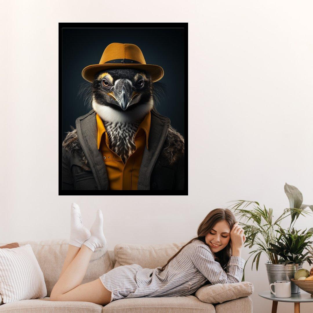 Vogel im Gentleman-Stil 30x40 cm / 12x16″ / Poster auf halbmattem Papier