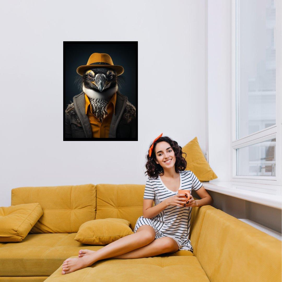 Vogel im Gentleman-Stil 30x40 cm / 12x16″ / Poster auf halbmattem Papier