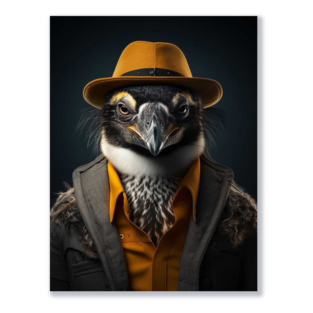Vogel im Gentleman-Stil 30x40 cm / 12x16″ / Poster auf halbmattem Papier