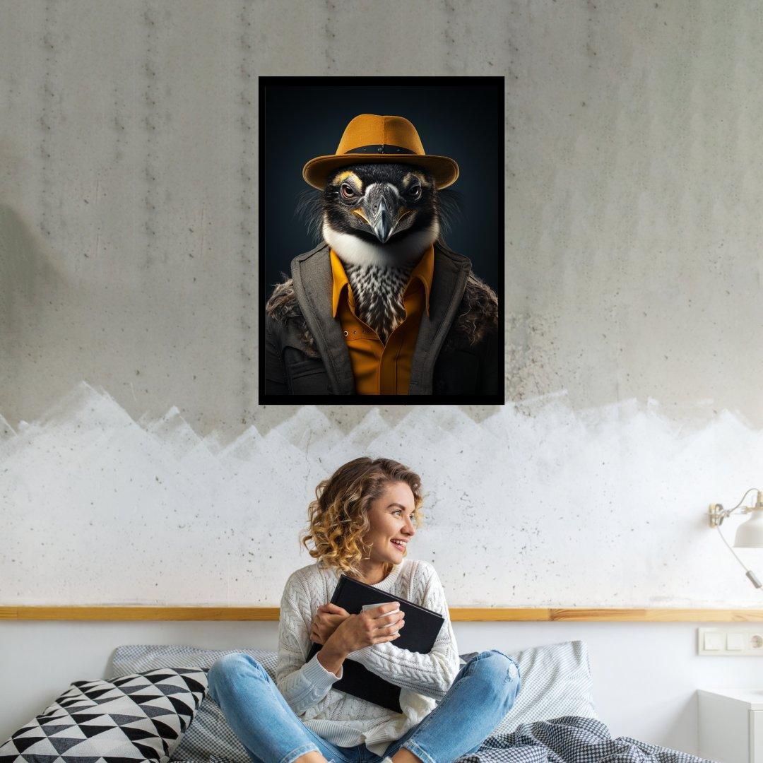Vogel im Gentleman-Stil 30x40 cm / 12x16″ / Poster auf halbmattem Papier